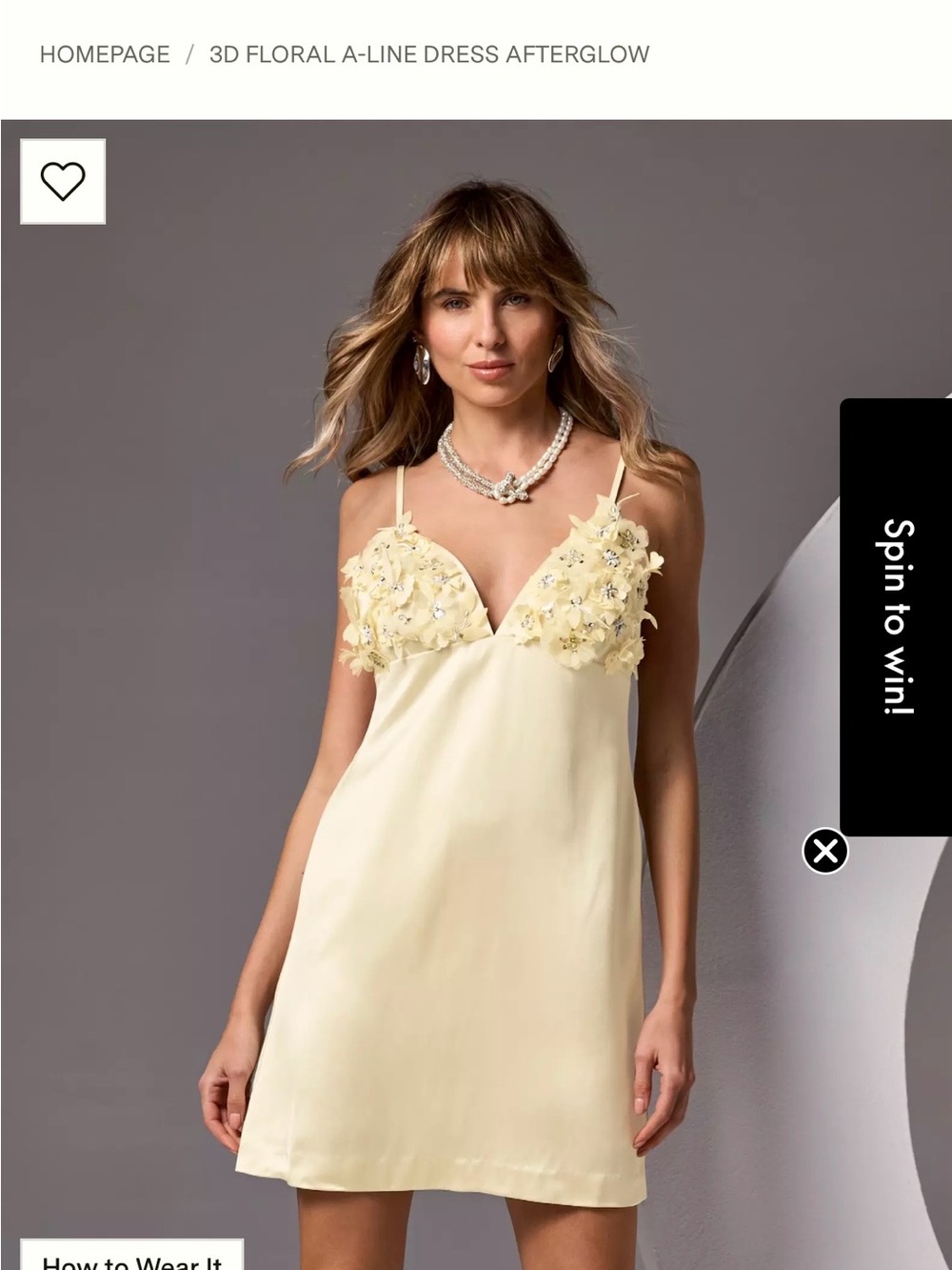 Boston Proper Pale Yellow Floral Appliqué Mini Slip Dress